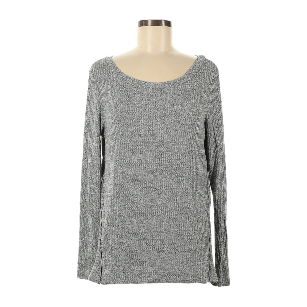 RACHEL Roy Tunic Sweater Size 2X Gray Lightweight Stretchy Moto Zip Scoop Neck